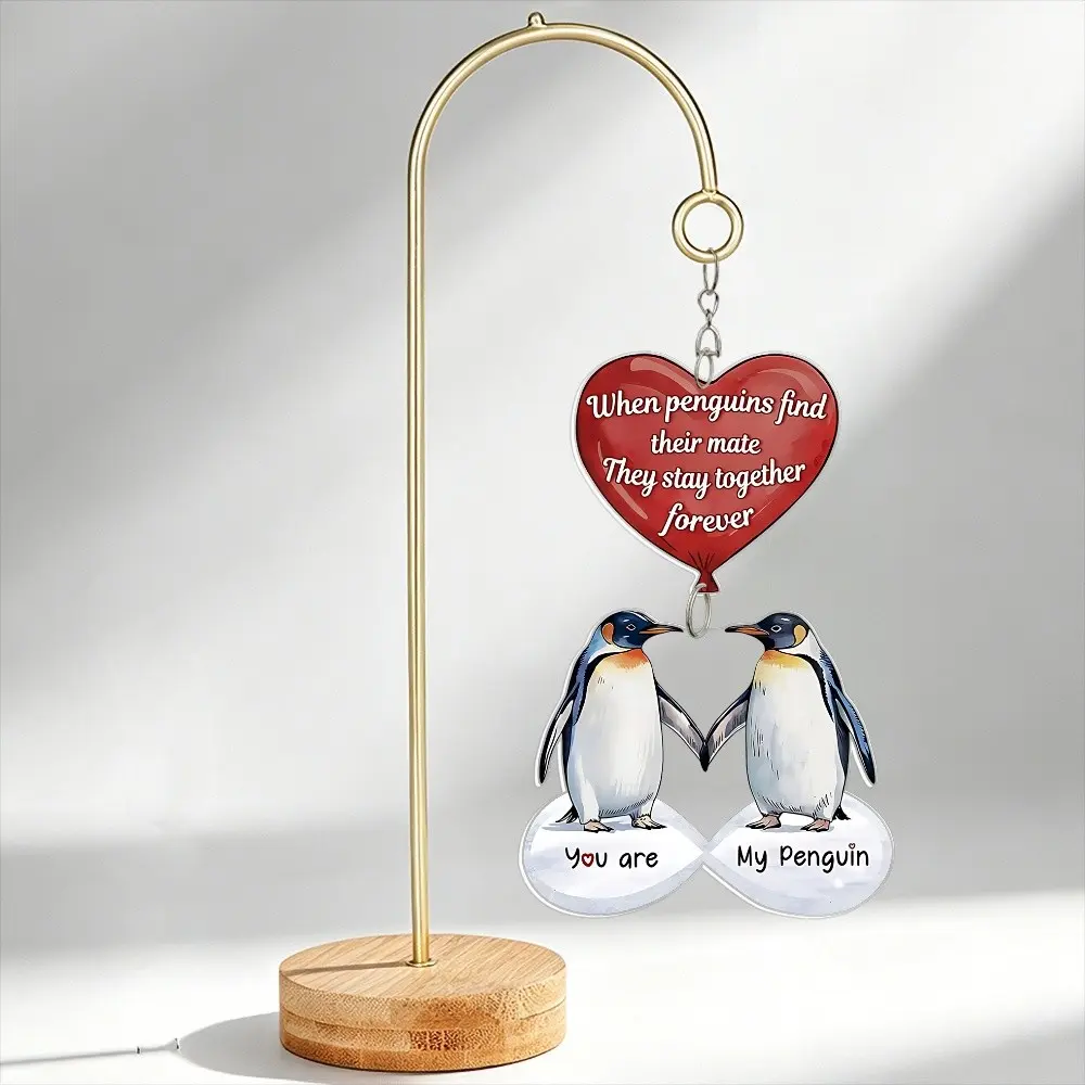 Couple Penguin Ornaments for Christmas Valentine's Day, Romantic Gifts for Couples, Perfect for Weddings Birthdays Anniversaries, Figures, Acrylic Hanging Ornament