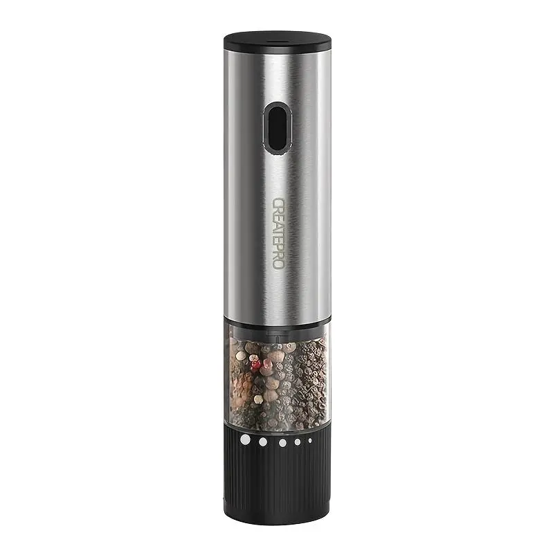 Rechargeable Salt And Pepper Grinder | Adjustable Coarseness Automatic Electric Pepper Mill, Stainless Steel Case with Lithium Battery, Charging, Suitable for Home Kitchen BBQ, Restaurant, Outdoor, Wedding Gift
