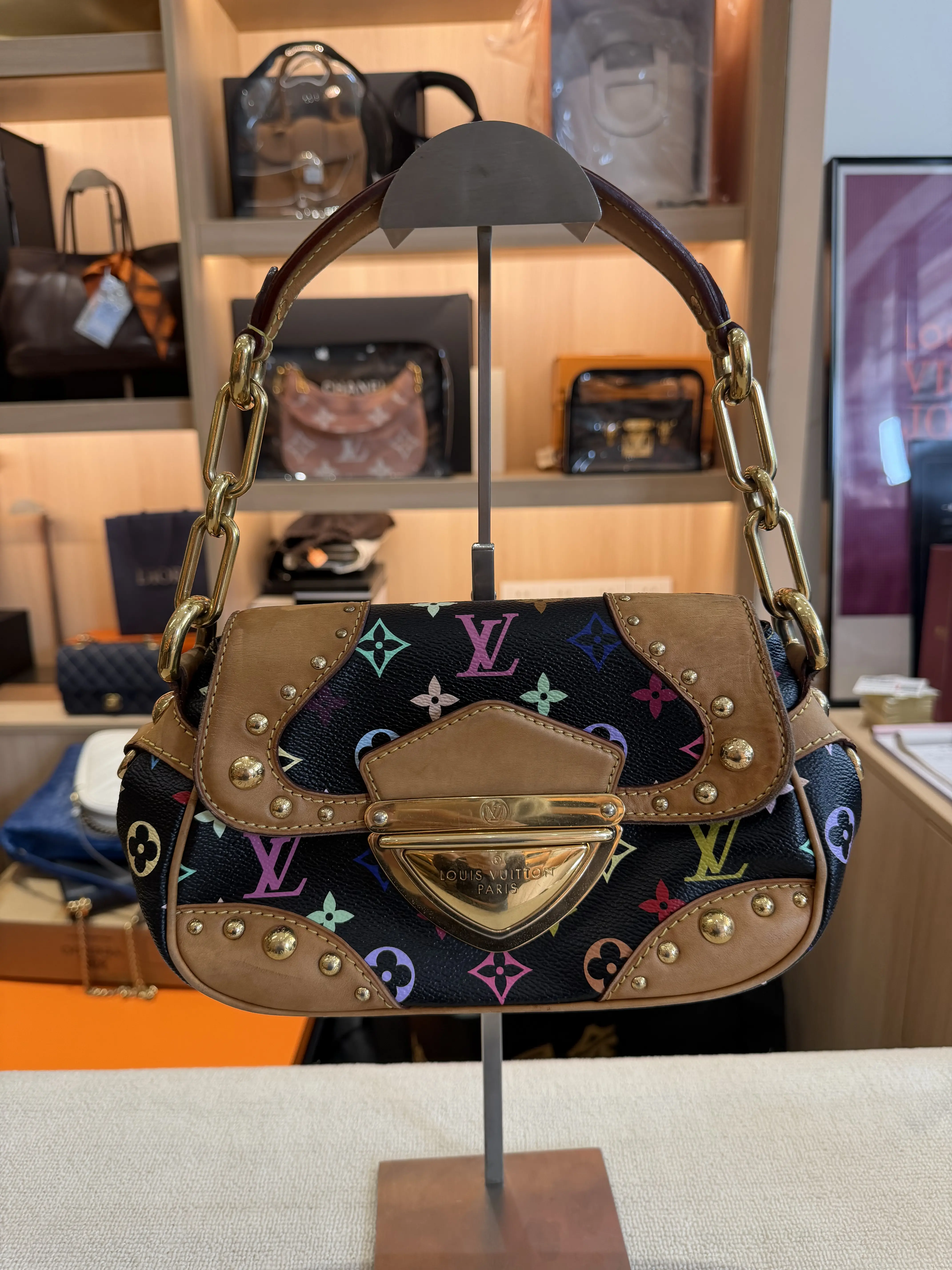 Pre-owned Louis Vuitton Murakami Multicolor Black Sologne Rivets