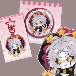 Pierrot Freak Circus Pierrot keychain& pin Creepy Cute Alt Circuscore Collectible | Gothic Kawaii Handmade