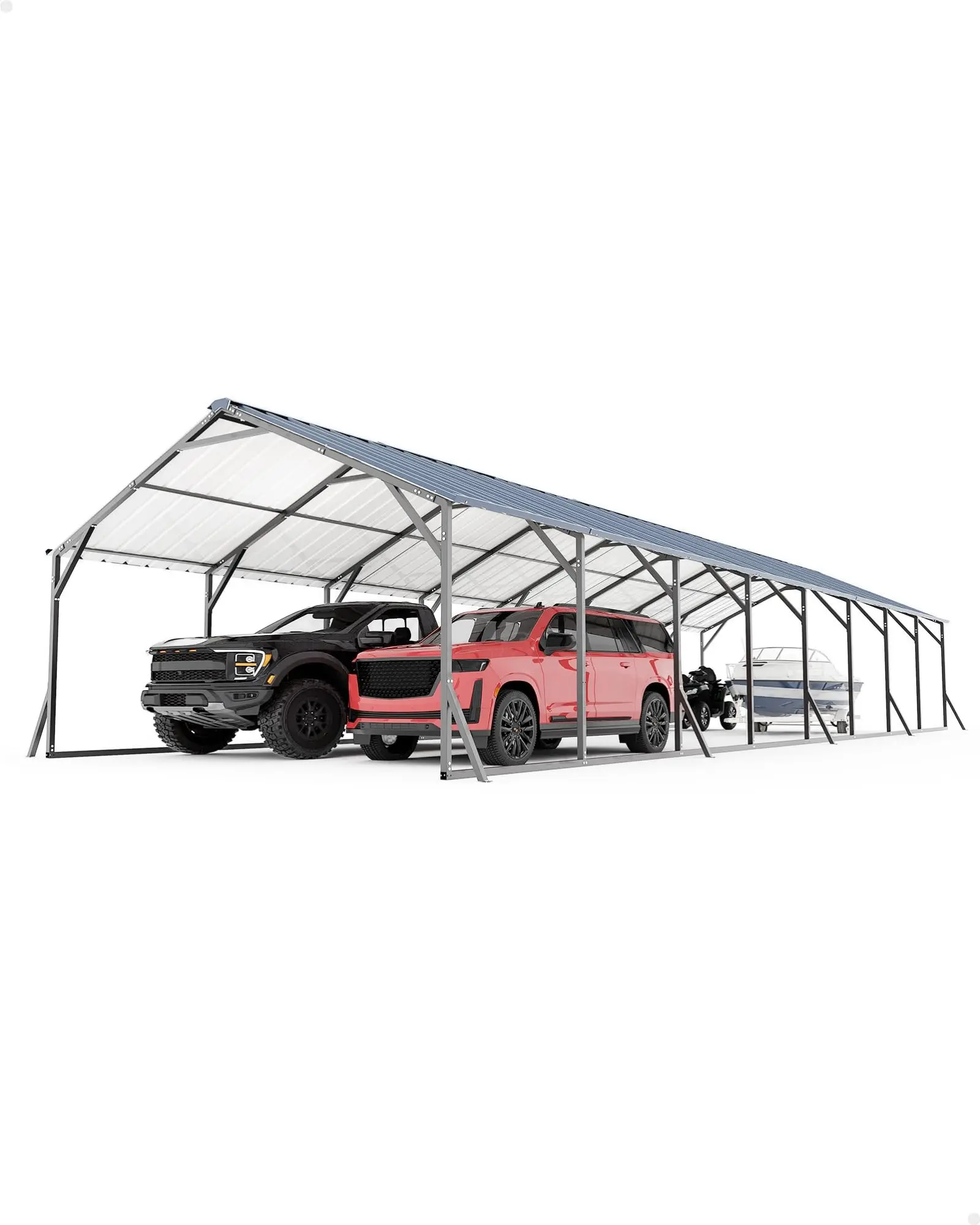 Gaomon Heavy-Duty Steel Carport - 474''x236''x142'' Large Size Vertical Roof 26 Gauge Sheet Metal Structure, Weatherproof All-Season Shelter for Full-Size Pickup Trucks, Boats with Extreme Conditions Safety & Enhanced Load Capacity