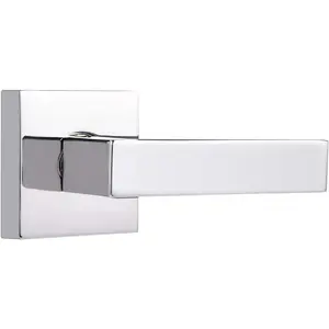 Dummy Lever Door Handle Square Non-Turning Single Side Pull Only Lever Set [for Closet or  Doors] Heavy Duty - Polished Chrome Finish,1 Pack