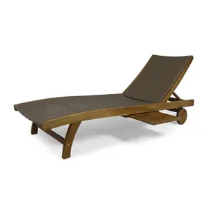 Banzai Outdoor Patio Chaise Lounge with Pull-Out Tray, Set of 2, Weather Resistant Durable Outdoor Reclining Lounge Chair, Sturdy Frame Easy Assembly Patio Furniture for Backyard Garden Lawn Poolside Deck Porch
