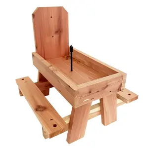 Red Cedar Picnic Table Squirrel Feeder - Holds Corn, Nuts, and Seeds - 1 Table - Dimensions: 9x10x9