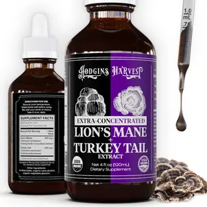 Hodgins Harvest - Lion’s Mane + Turkey Tail Mushroom Dual Extract Tincture 4oz/120ml | Brain Focus, Mental Clarity & Immune Support Drops