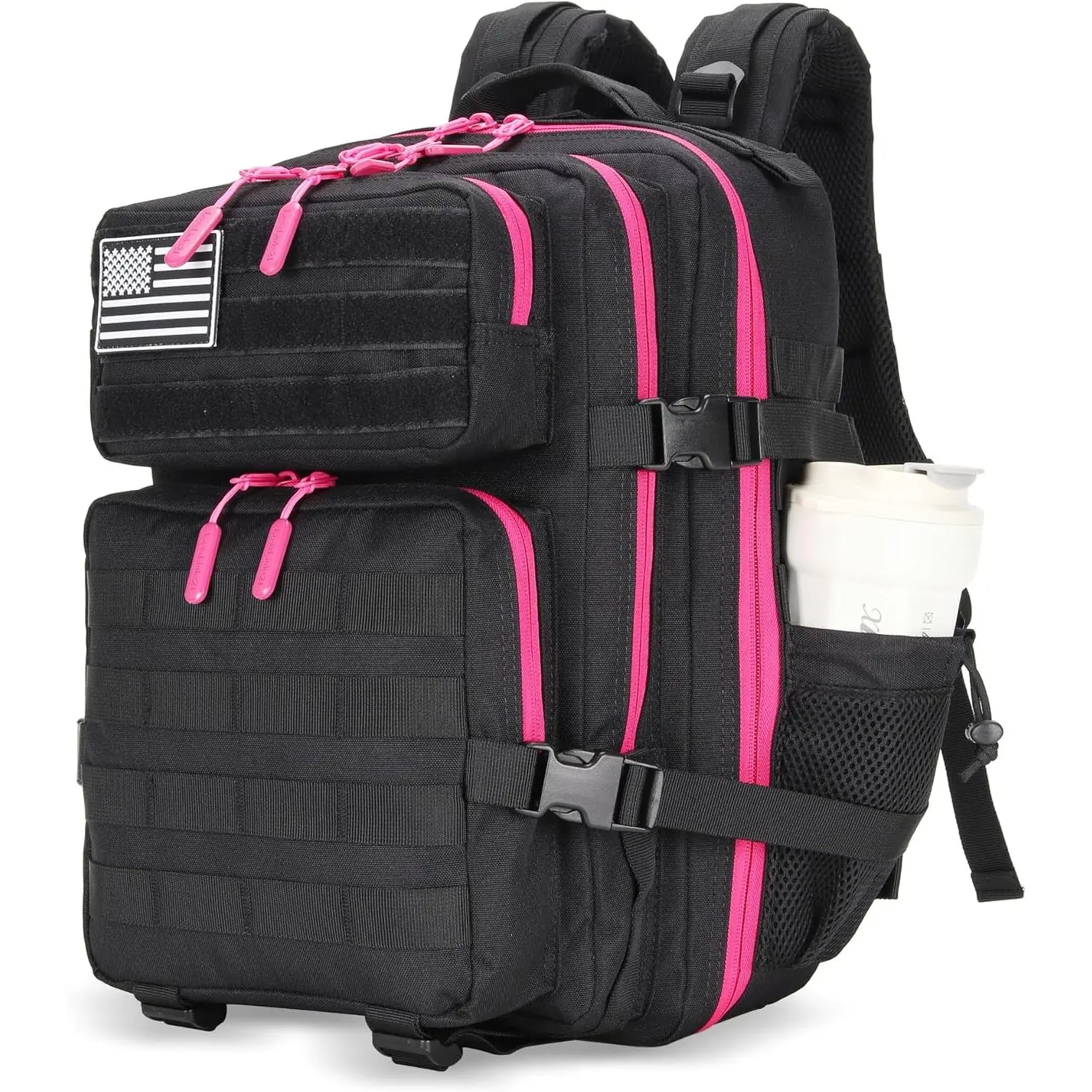 25L tactical military backpack small travel backpack for men and women  assault pack bug out bag gym backpack with bottle holder (neon pink) -  TikTok Shop