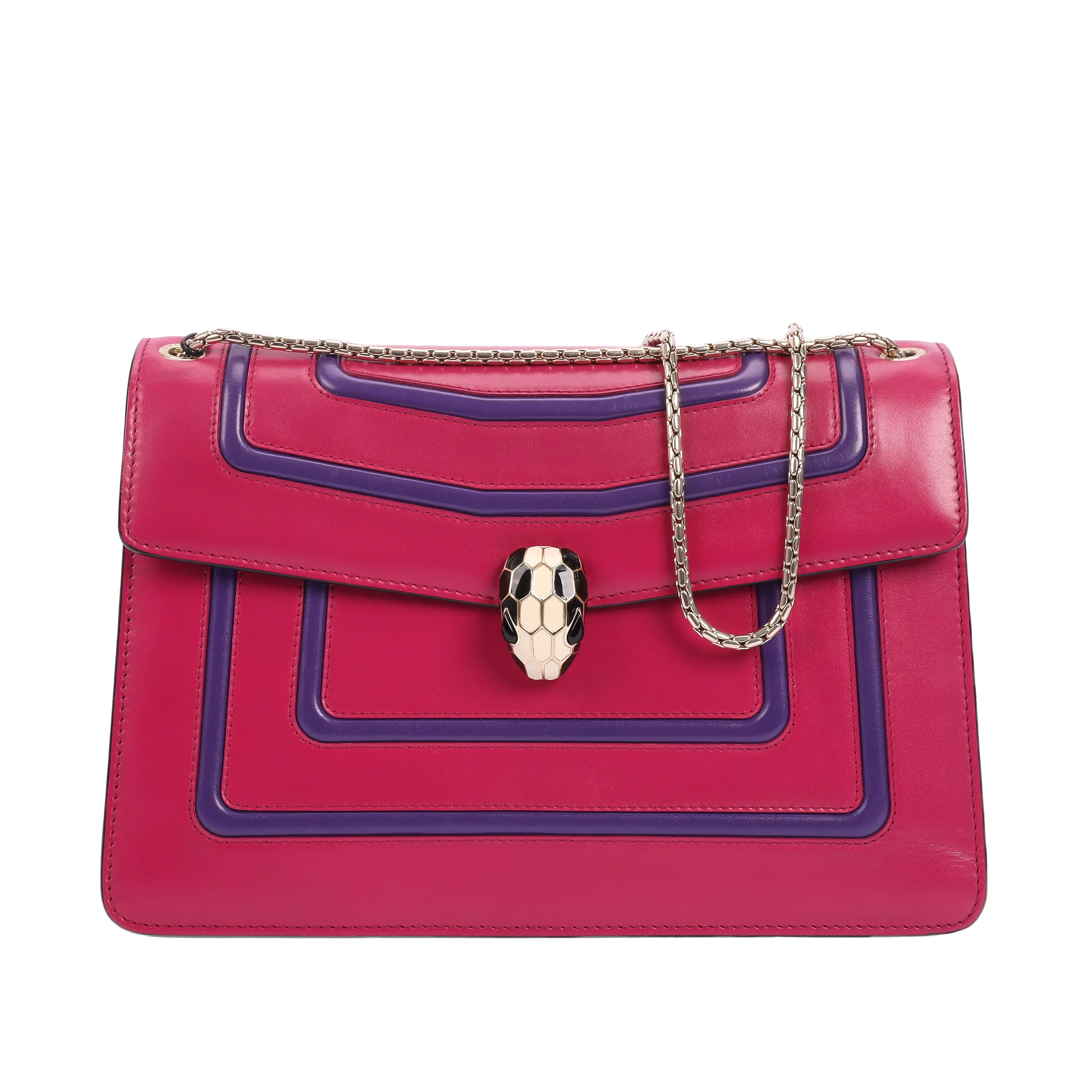 Pre-owned Bvlgari Calfskin Crossbody bags Bulgari Serpenti Forever Fuchsia 12107416