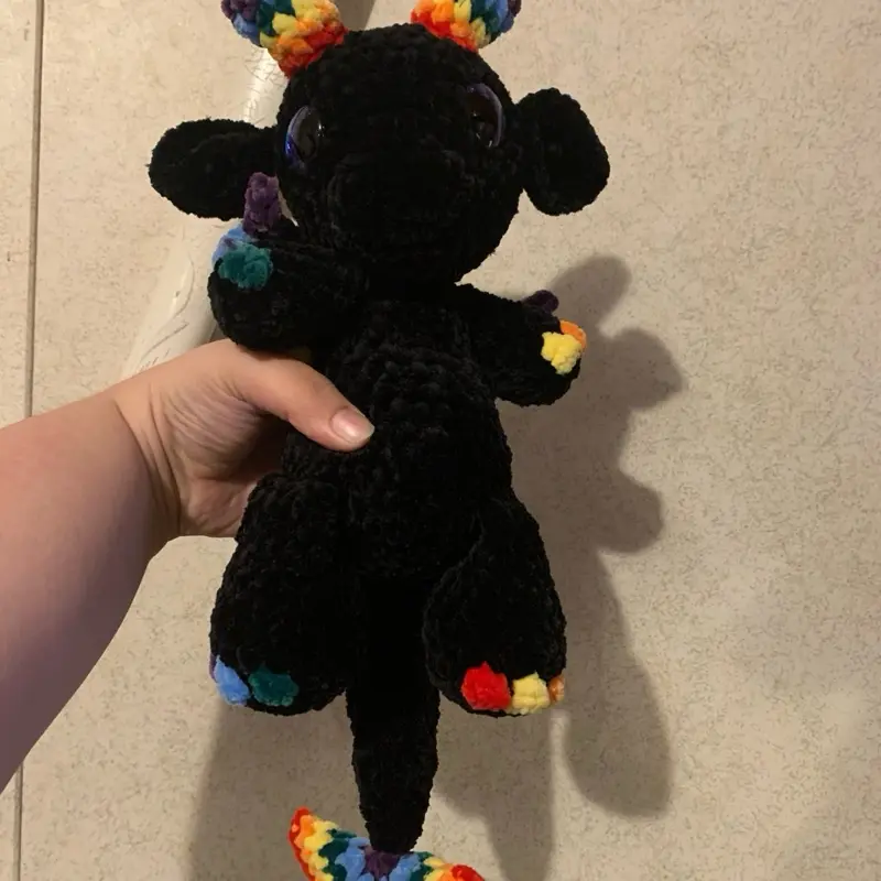 Handmade Crochet Rainbow Dragon Plushie | Prism