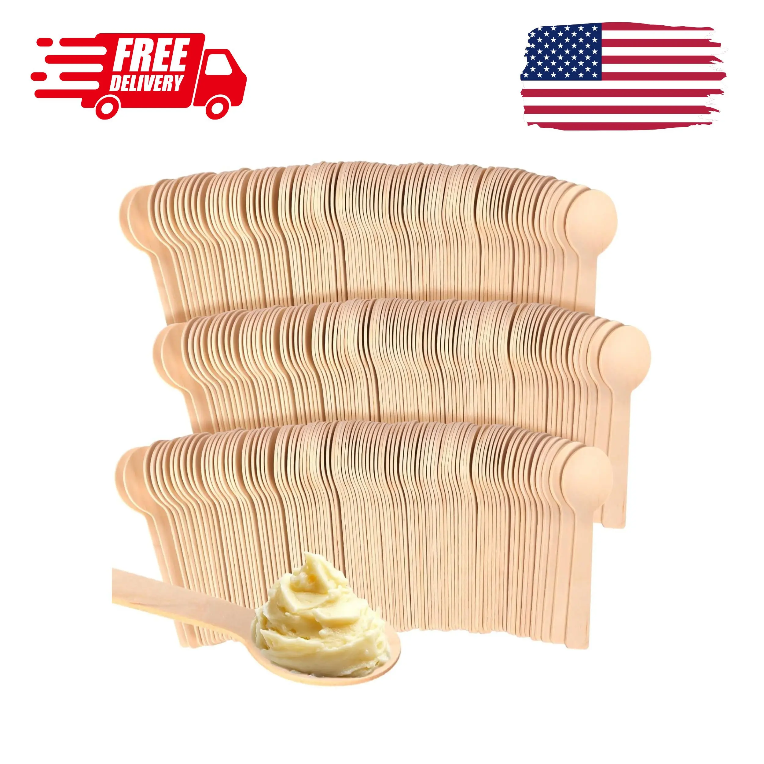 300 Pcs Mini Wooden Spoons 4 Inch - Small Disposable Tasting Spoons