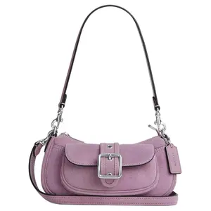 COACH Ashton 20 Mini Shoulder Bag with Detachable Strap in Suede and Smooth Leather for Women in Lavender