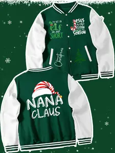 Men's Christmas Hat Candy Cane Print Jacket, Casual Fitted Baseball Coat, All-Season Outdoor Travel Home Wear