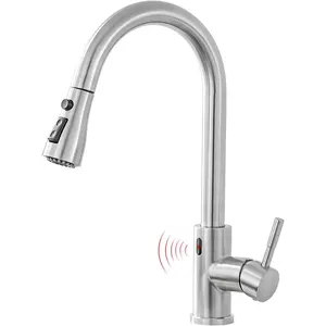 Touchless Kitchen Faucet with Pull Down Sprayer Motion Sensor Hands-Free  Activated Brushed Nickel Sink Faucets