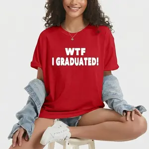 Red "I'm Graduated" Bold Text Print Casual Graduation T-Shirt Tshirt TOP