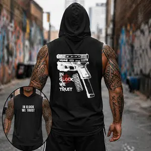 [Vtg90s] 90s Graphic Sleeveless Hooded Tank Tops Men Vest Streetwear Outfits Men Vacation Outfits Sleeveless Shirt