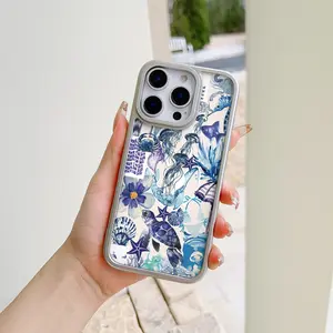 Turtle Pattern Floral Phone Case, Comfortable Grip, Durable and Stylish, High-Quality Protection, Fits iPhone Series, Lens Protector, Cover