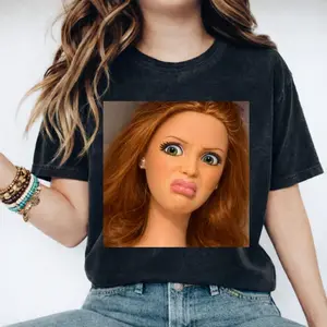 Funny Doll Face T-Shirt Disgusted Facial Expression, Meme Aesthetic Tee, WTF Look Shirt, Sarcastic Barbiee Doll Humor