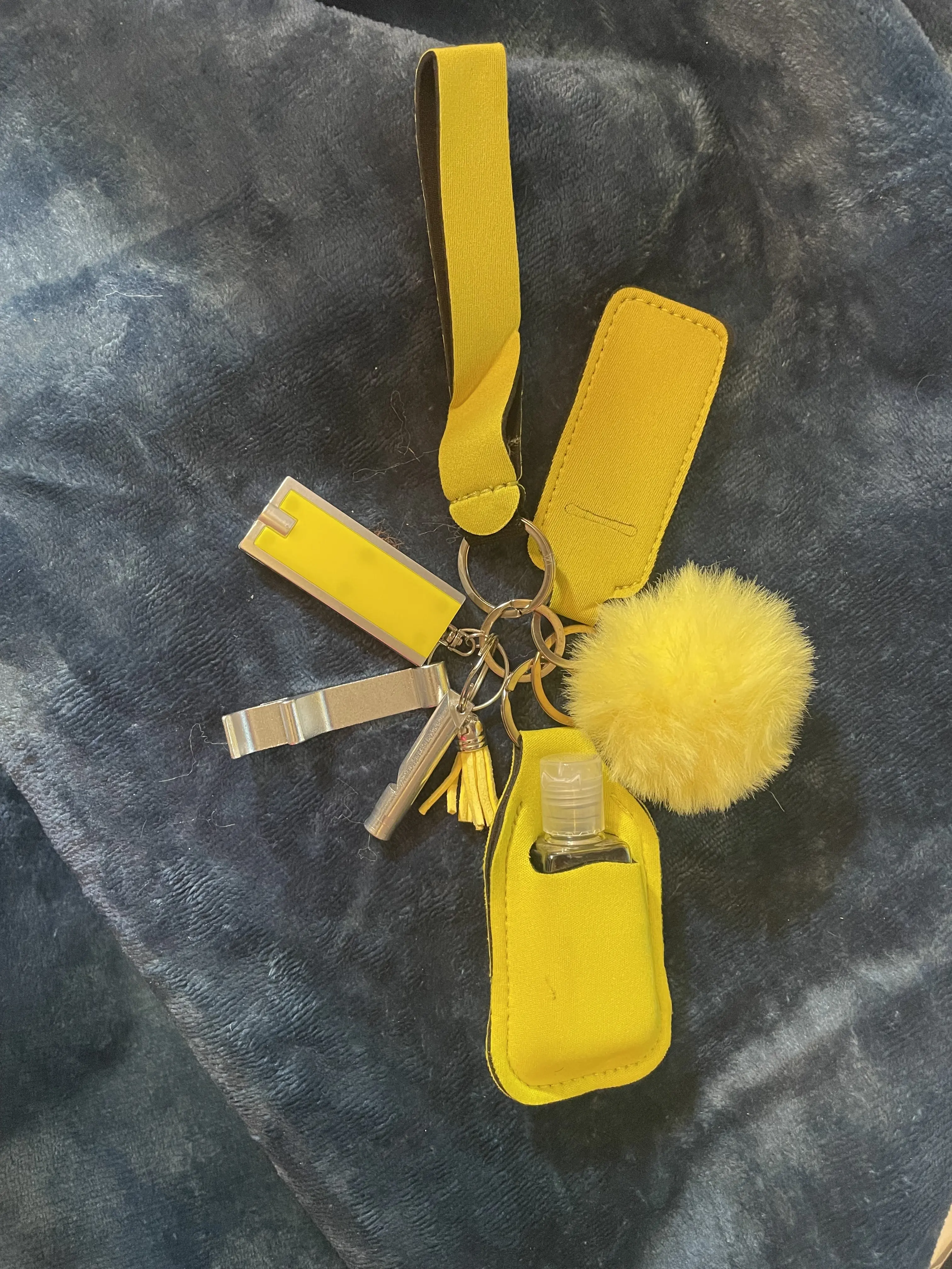 Safety Key Chain Set Yellow, Fashionable Keychain & Phone Chain & Wristband, Trendy Exquisite Accessories for Women