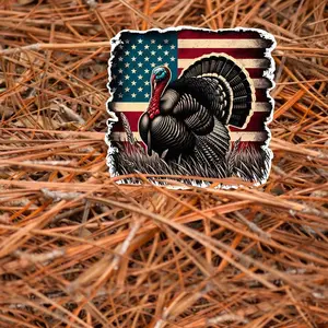 Turkey Hunting Decal, American Flag Sticker, Outdoorsman Gift Decal, Laptop Water Bottle Decal Sticker