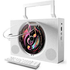 Portable CD Player Boombox with  - Rechargeable CD Player with FM Radio, USB, AUX, Remote Control - Stereo Sound System with 4000mAh  - Supports CD/CD-R/CD-RW/MP3/WMA