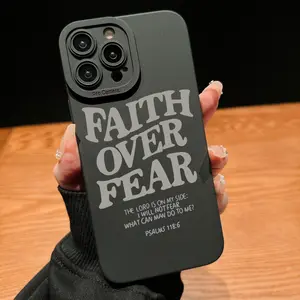 Fall Faith Over Fear Letter Pattern Phone Case, Full Body Shockproof Phone Protective Cover, Fashion Phone Accessories Compatible with iPhone 15 Pro Max 14, Unique Phone Cases, Casing Gifts For Boyfriend