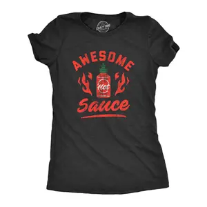 Womens Awesome Sauce T Shirt Funny Saying Cool Nerdy Tee Fun Joke for Foodie Funny Womens T Shirts Cute Vintage Fashion Casual Ladies T-Shirt Gift Sarcastic Tops for Women Funny Food Top Women's Novelty Tees Black