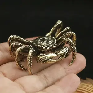 1pc Brass King Crab Statue Figurine, Ocean Crab Decor for Any Room, Home Office Desktop Ornament, Sculpture Desk Decor, No Plug Needed
