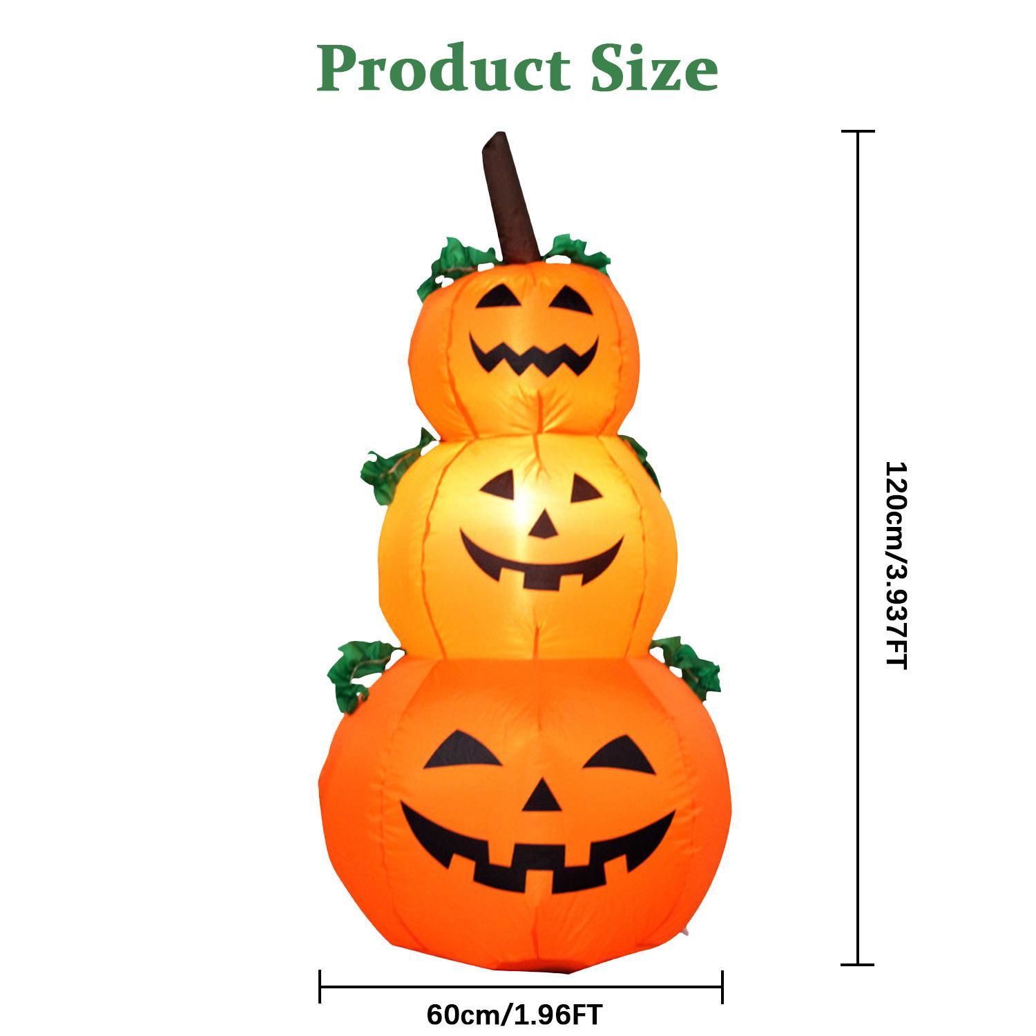 4 Ft Halloween Inflatables Pumpkin Outdoor Decoration with Built in Lights, Blow up Stacked Pumpkin Halloween Yard Decoration for Outdoor Indoor Home Garden Lawn Party Decor