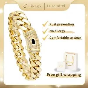 【 Necklaces men's, jewelry】 Technology Anti-rust New Brilla Contio Jewelers 14K Gold-Plated Cuban New Anti-rust Technology Bracelet  Waterproof Fade-Proof Hypoallergenic 6-14mm Sizes Timeless Shine for Every Look Mother's Day and Father's Day