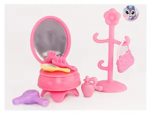Miniature accessories for LPS Pets, dressing table clothes rack table sofa set for Doll houses for Girl Micro Scene