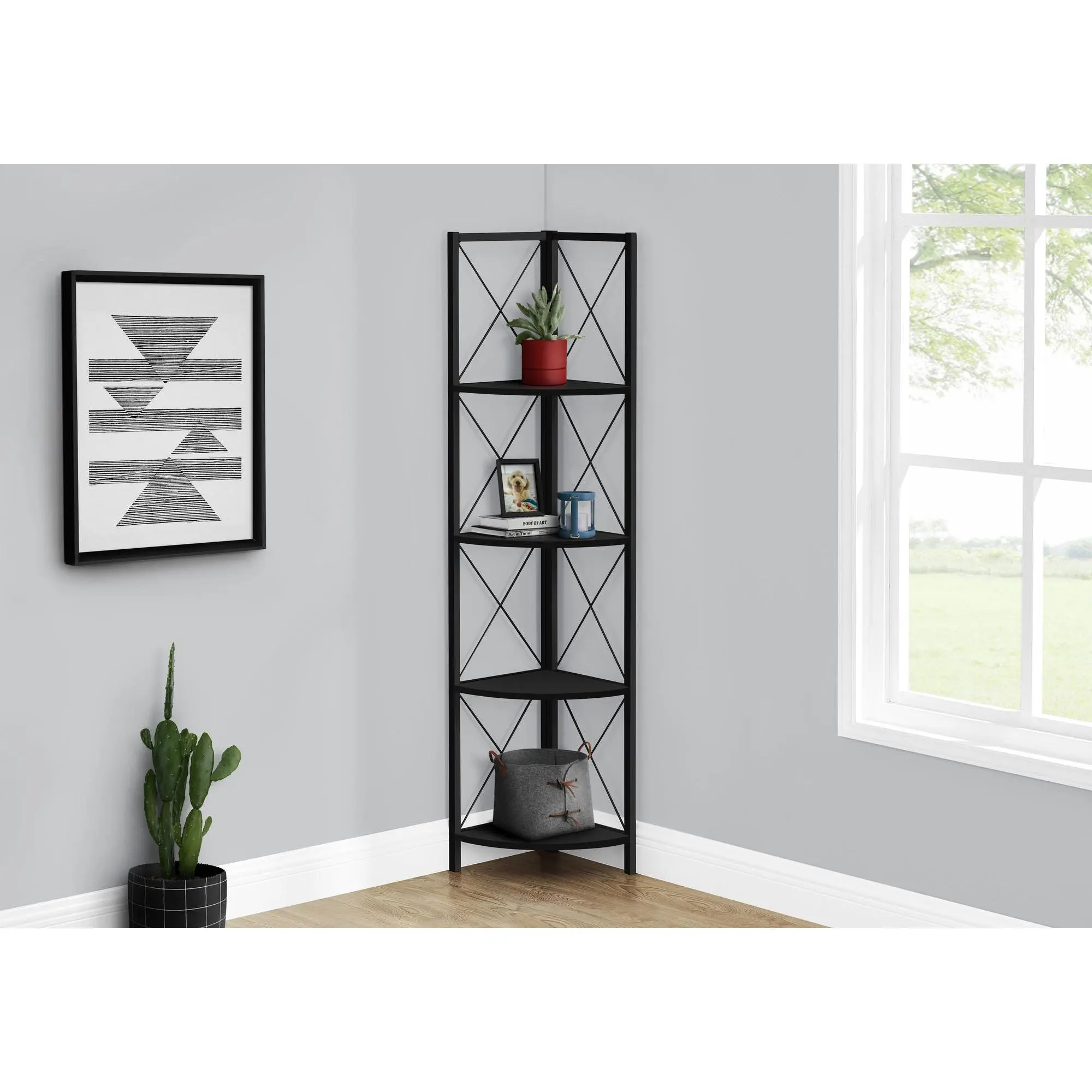 Bookshelf, Bookcase, Etagere, Corner, 4 Tier, Office