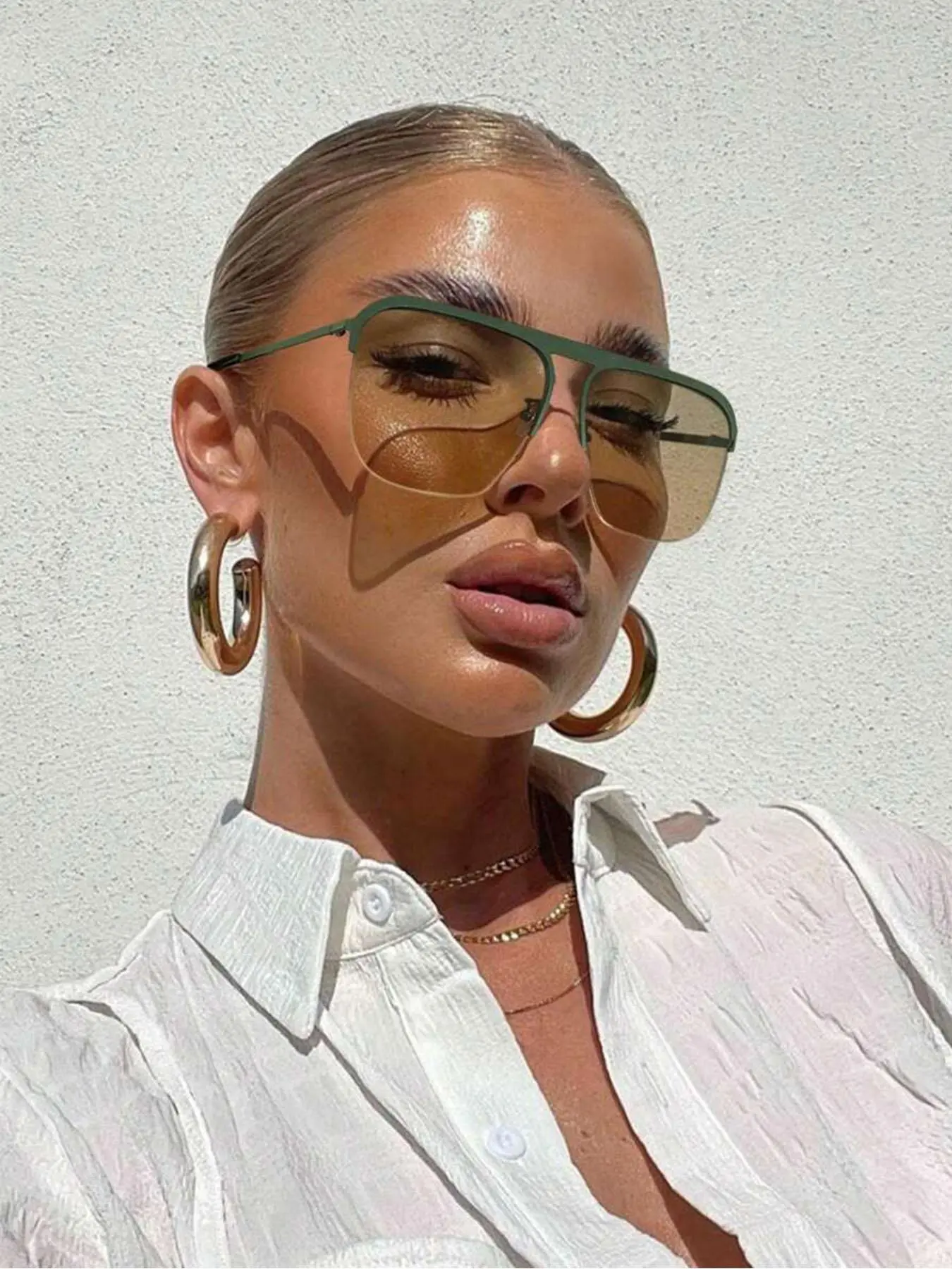 Unisex Hd Semi-rimless Sunglasses, Color-changing Sunglasses, Chameleon Sunglass Change Color, Summer Trendy Casual Frames Sunglasses for Everyday Use, Fashion Accessories for Outdoor Activities, Casual Shades, Styling Sunglasses, Fashionable Sunglasses