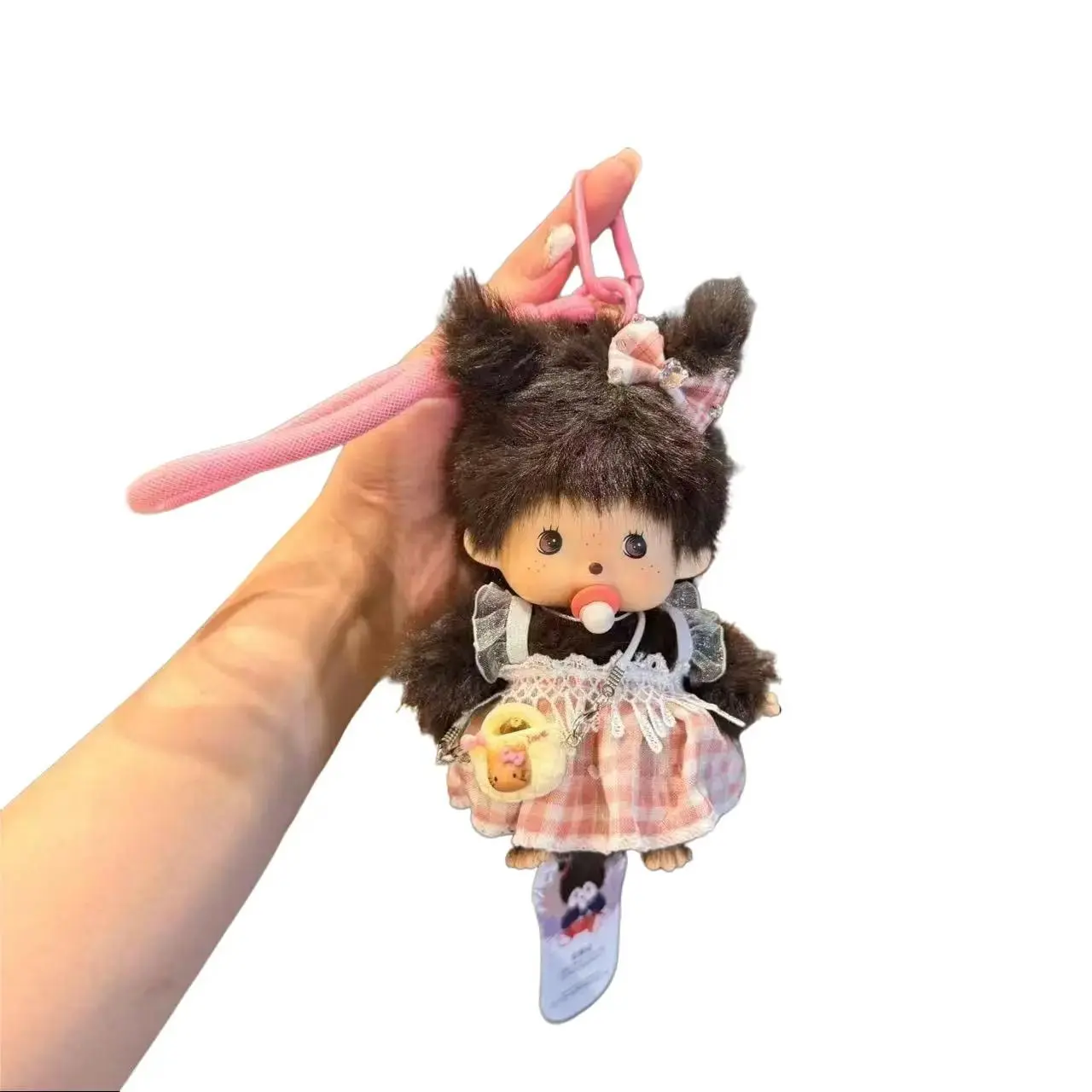 So Cute I Could Die! Kawaii Monkey Outfit Set - Denim Overalls for Dolls, Trendy Bag Charm Accessory for Teens.