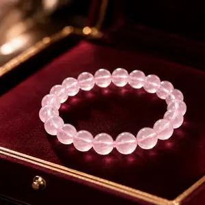 1pc Energy & Love Attraction Bracelet with Natural Rose Quartz - pink energy friendship bracelet beaded jewelry protection bracelet encouragement gift fashion artificial bracelet Beaded Crystal Bracelet