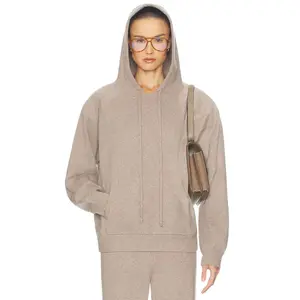Helsa Saylor Cashmere Knit Hoodie in Taupe