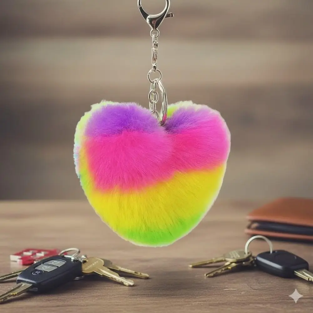 Sweet Peach Heart Plush Keychain, Adorable Luggage Tag Charm, Soft Plush Keyring for Suitcase Decor, Cute Travel Accessories, Peach Shaped Bag Charms, Girls Fluffy Keychain Decorations