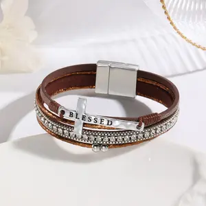 Women's Bracelet, Bohemian Leather-Wrapped Multi-Layer Bracelet Jewelry