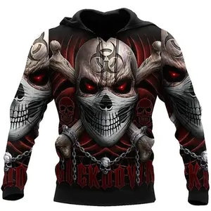 Men’s/Women’s Oversized 3D Printed Horror Skull Streetwear Harajuku Pullover Hip Hop Tracksuit Hoodie