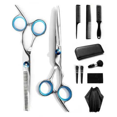 Hair Cutting Scissors Kits, 11 Pcs Stainless Steel Hairdressing Shears Set Professional Thinning Scissors For Barber/Salon/Home/Men/Women/Kids/Adults Shear Sets Hair Styling Barber Haircut Kit Barber Equipment Haircutting Kit