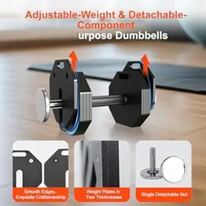 Adjustable Dumbbell Sets 100LBS Durable Steel Build, Free Weights Dumbbells Set with Barbell/Kettlebell Handle Sets 3-in-1 Multifunctional Dumbbell Fitness Workout Equipment for Home Gym