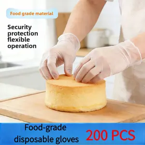200 Pairs (400 Gloves) Thick Clear Disposable PVC Gloves, Food Grade Kitchen Gloves for Cooking, Baking, Food Handling & Cleaning, Oil Resistant