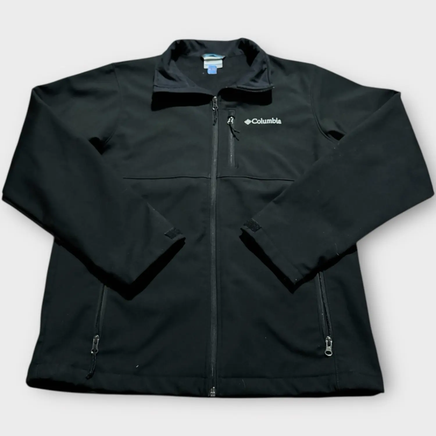 Columbia Jacket Mens M Black Softshell Full Zip Outdoors Windbreaker