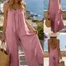 Women's Loose Fit Sleeveless Jumpsuit, Adjustable Straps, Pocket Design, Backless Style, Casual Long Pants, Fashionable and Comfortable, Overalls, Light, Casual Breathable Jumpsuit, Casual Jumpsuits