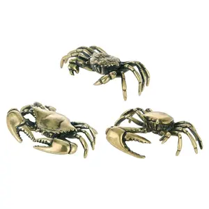 Brass Crab Figurine Artistic Home or Office Table Decoration Vintage Lovely Fish Tank Ornaments Collectable Animal Ornament