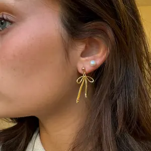 Bow Earrings, Simple Bow, Gold Bow, Bow Stud Earrings, Holiday Jewelry, Female Gift