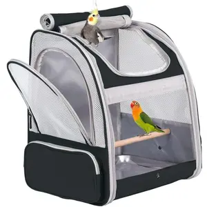 Bird Backpack Carrier with Stand Perch, Bird Travel Backpack for Hiking, Airline Approved Green Bird Backpack