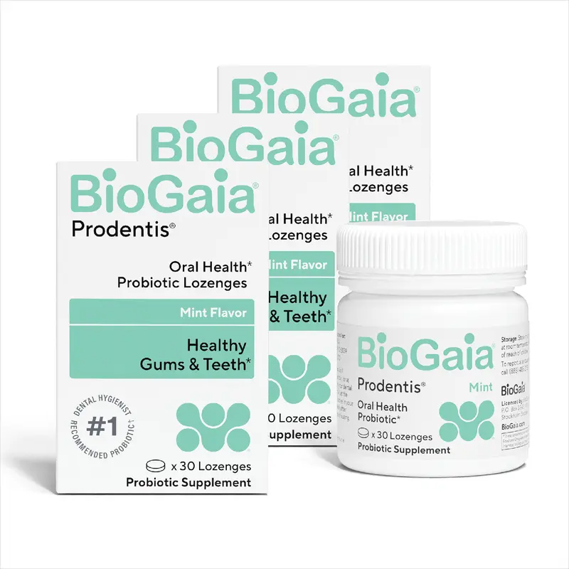 BioGaia Prodentis Oral Probiotics for Teeth & Gums and Bad Breath | Dental Hygienist-Recommended | Promotes Healthy Gums & Improves Oral Health | Fights Bad Breath | Dental Probiotic (3-Pack)