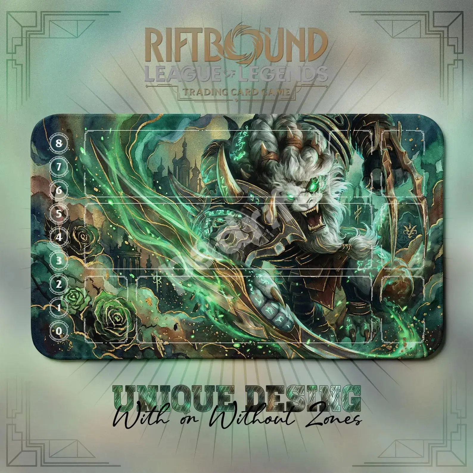 Rengar Sentinel TCG Playmat, Riftbound LoL Card Mat With Zones