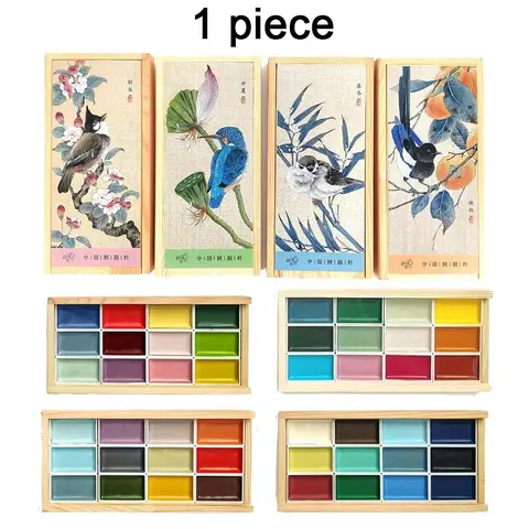 12-Color Handmade Chinese Painting Set - Art Drawing Supplies, Art Materials, Student Painting Supplies, Professional Watercolor Paints in Solid Colors, Ideal for Sketching and Illustration