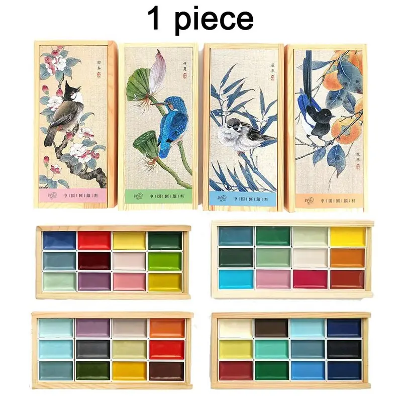 12-Color Handmade Chinese Painting Set - Art Drawing Supplies, Art Materials, Student Painting Supplies, Professional Watercolor Paints in Solid Colors, Ideal for Sketching and Illustration
