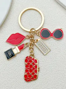 Fashionable lipstick lip sunglasses pendant keychain bag pendant Cute Charms Keychain, suitable for daily wear, vacation and dating occasions, and also a surprising exquisite small gift.